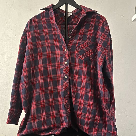 Superdown Red & Navy Plaid Flannel Shirt – Size XS - Picture 8 of 11